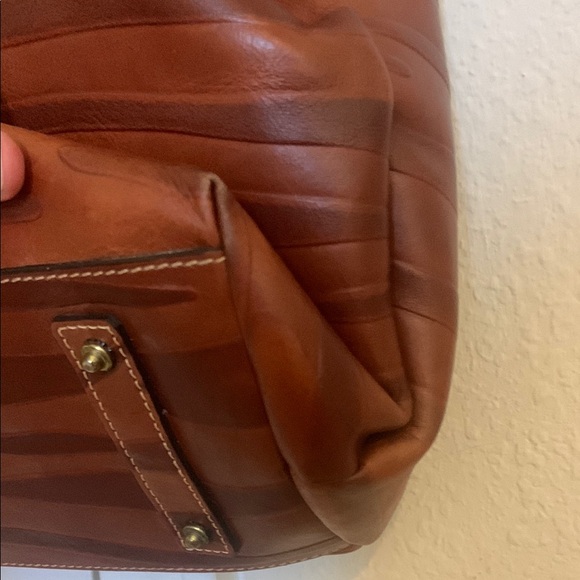 Dooney & Bourke Cognac Charleston Shopper Tote Zebra Leather Tote Bag - Picture 14 of 16